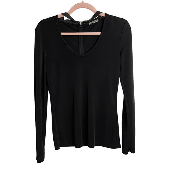 Reiss Tops - Reiss Juliet Faux Leather Choker Neck Long Sleeve Blouse